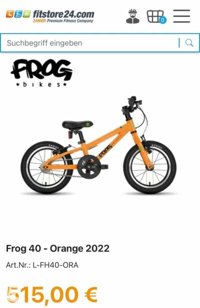 Orange store frog bike