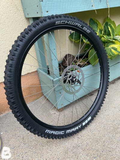 29” Mtb rim with new tyre and brake rotor installed
