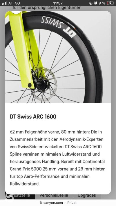 Dt Swiss ARC 1600 DICUT used