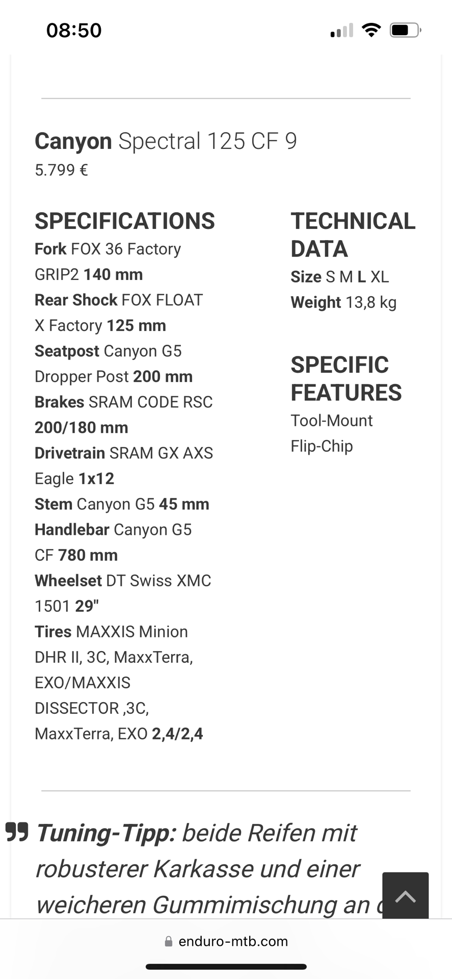 Canyon Spectral 125 Cf9 2023 used